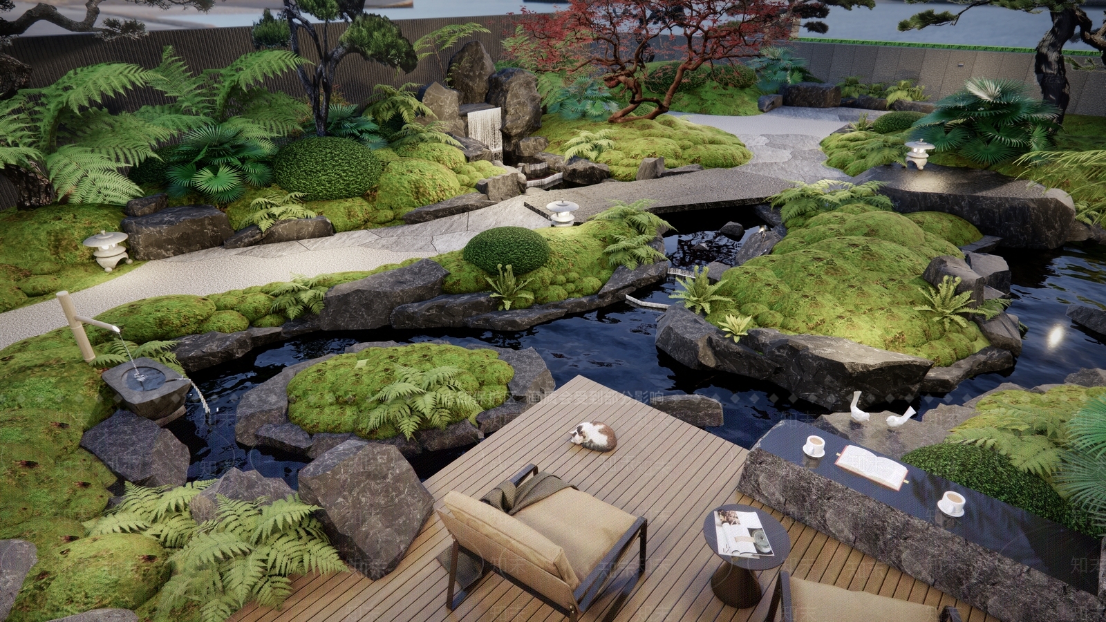 中式日式别墅庭院SU模型下载【ID:1188943810】