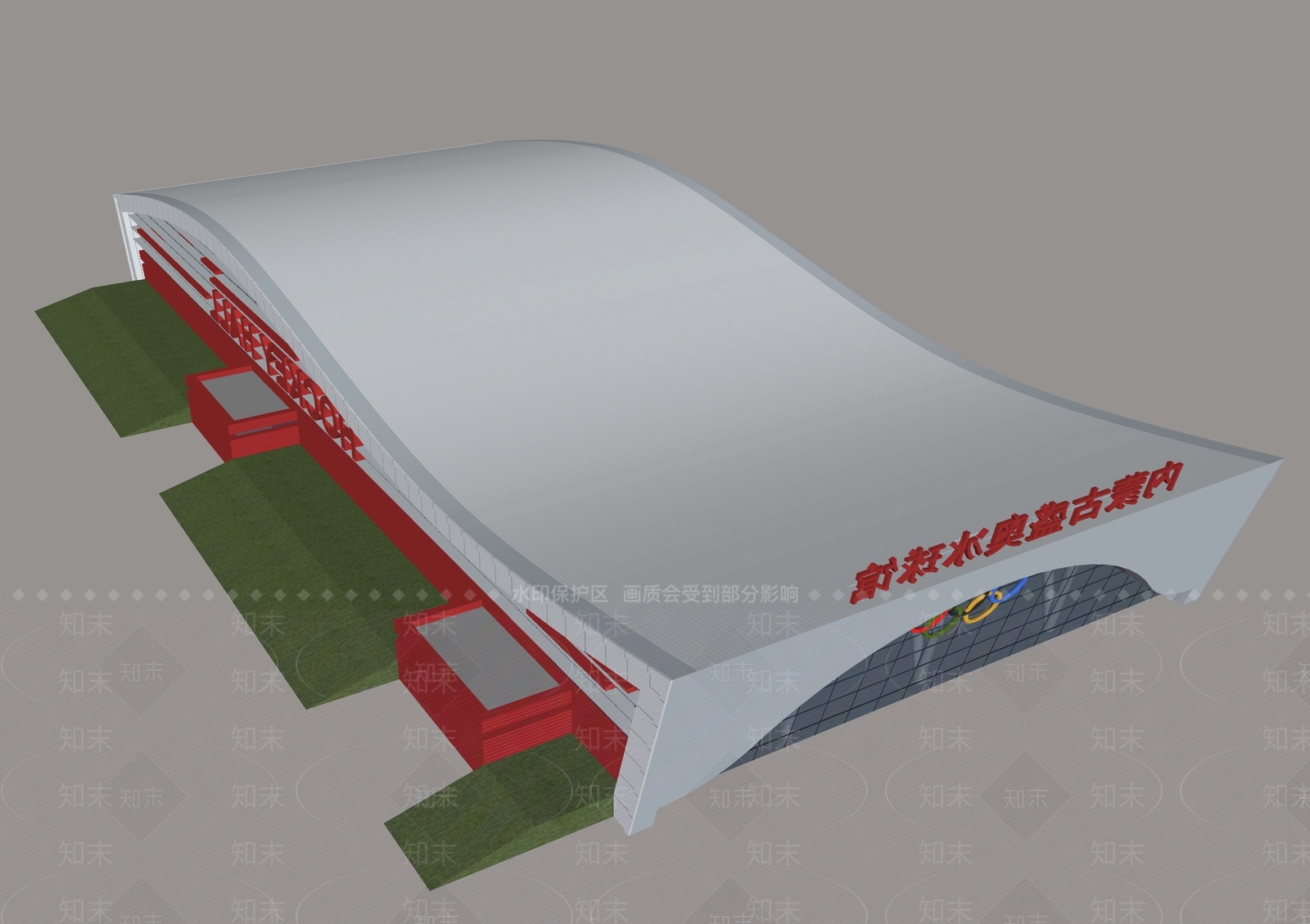 现代中式体育建筑SU模型下载【ID:1188946271】