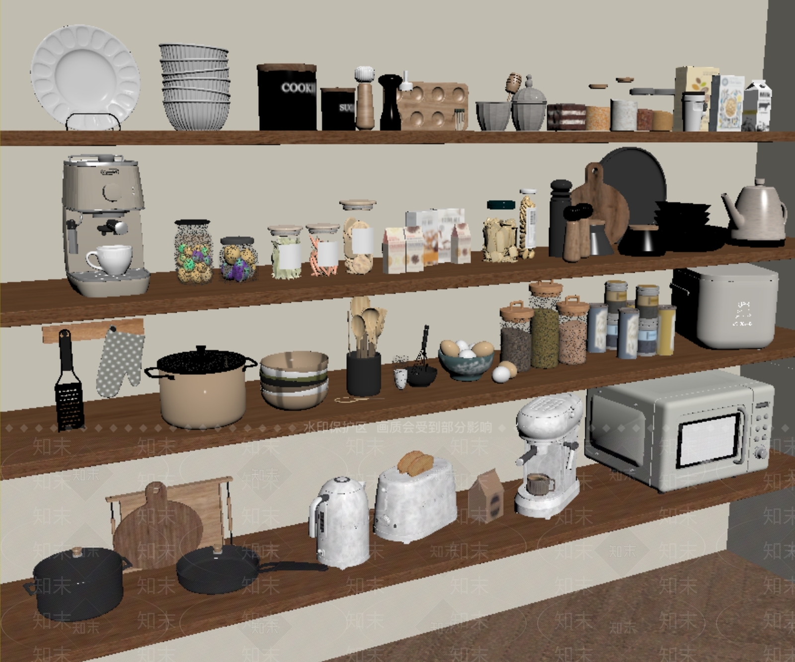 厨房用品组合SU模型下载【ID:1188946900】