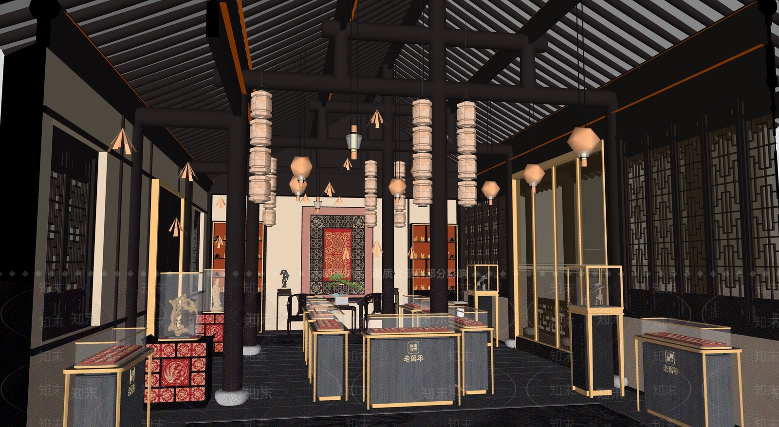 新中式中式珠宝店SU模型下载【ID:1188955126】