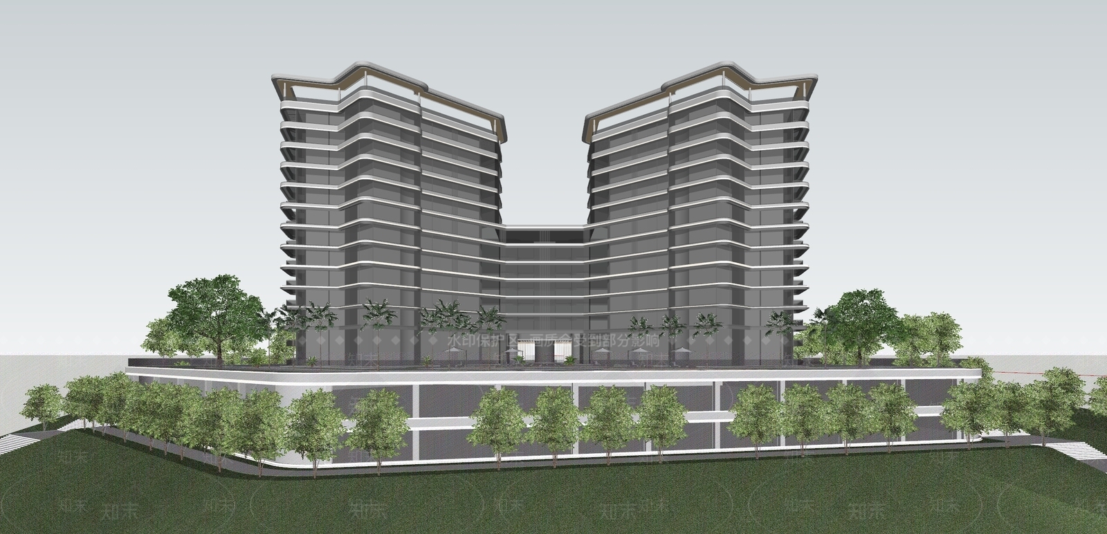 现代高层住宅SU模型下载【ID:1188955397】