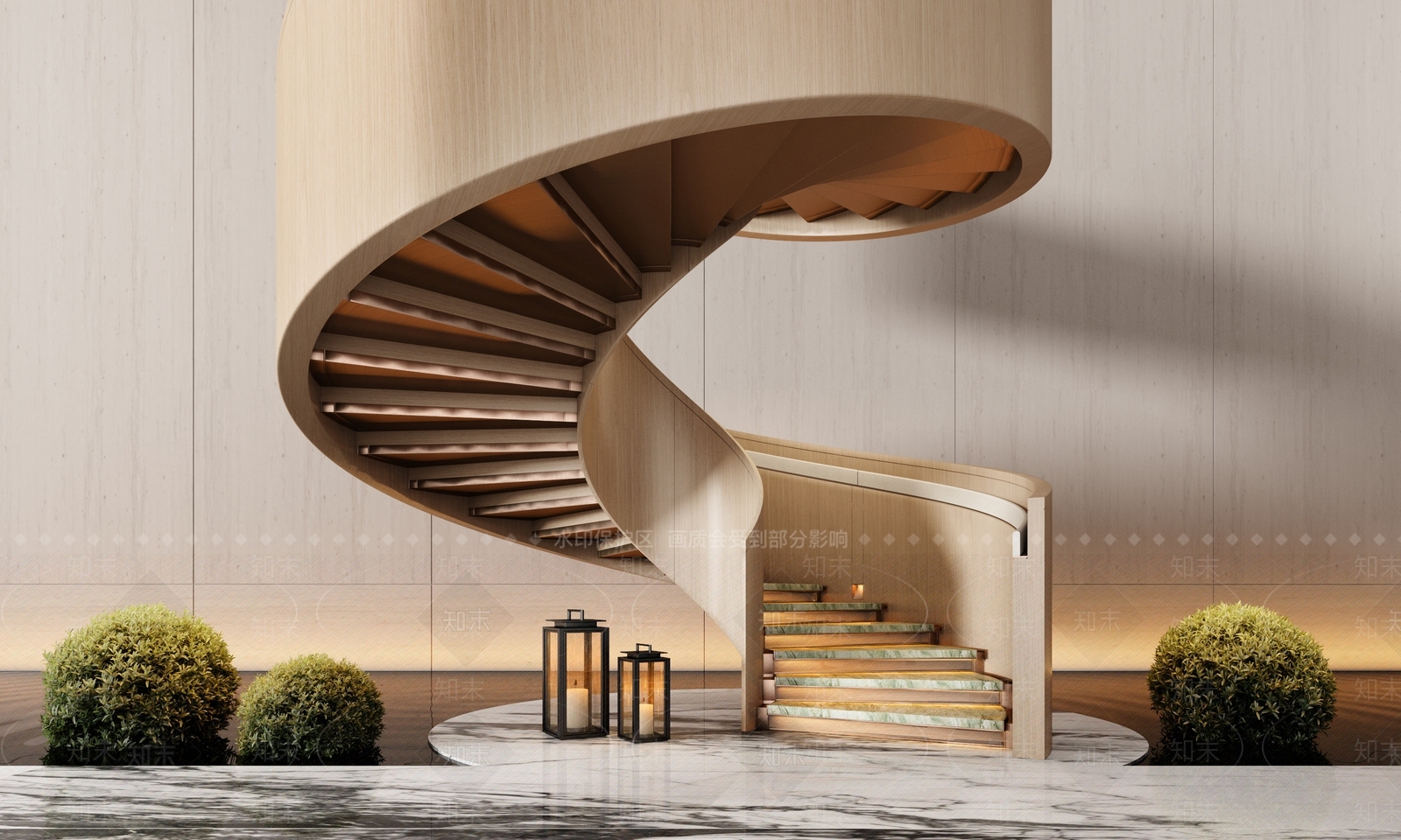 现代意式旋转楼梯SU模型下载【ID:1188955933】