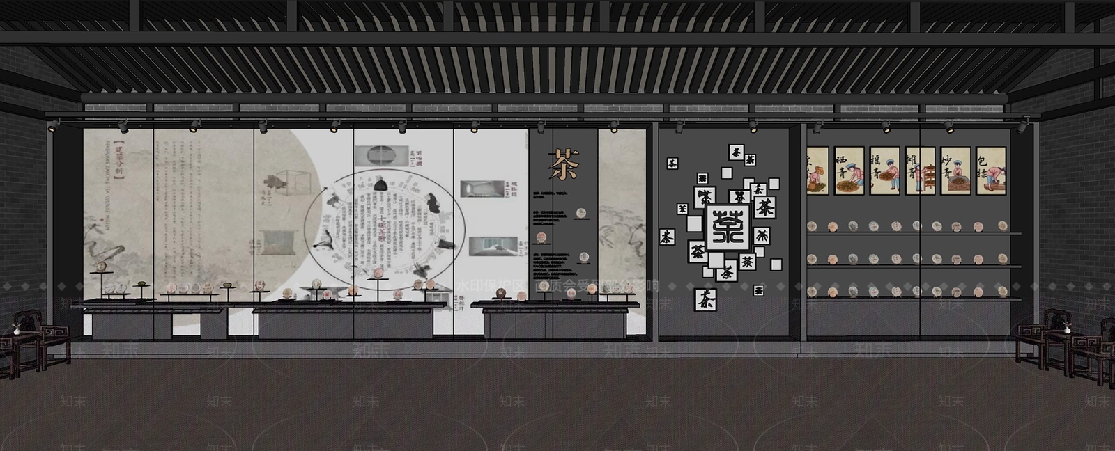 新中式简约其他文化空间SU模型下载【ID:1188957598】