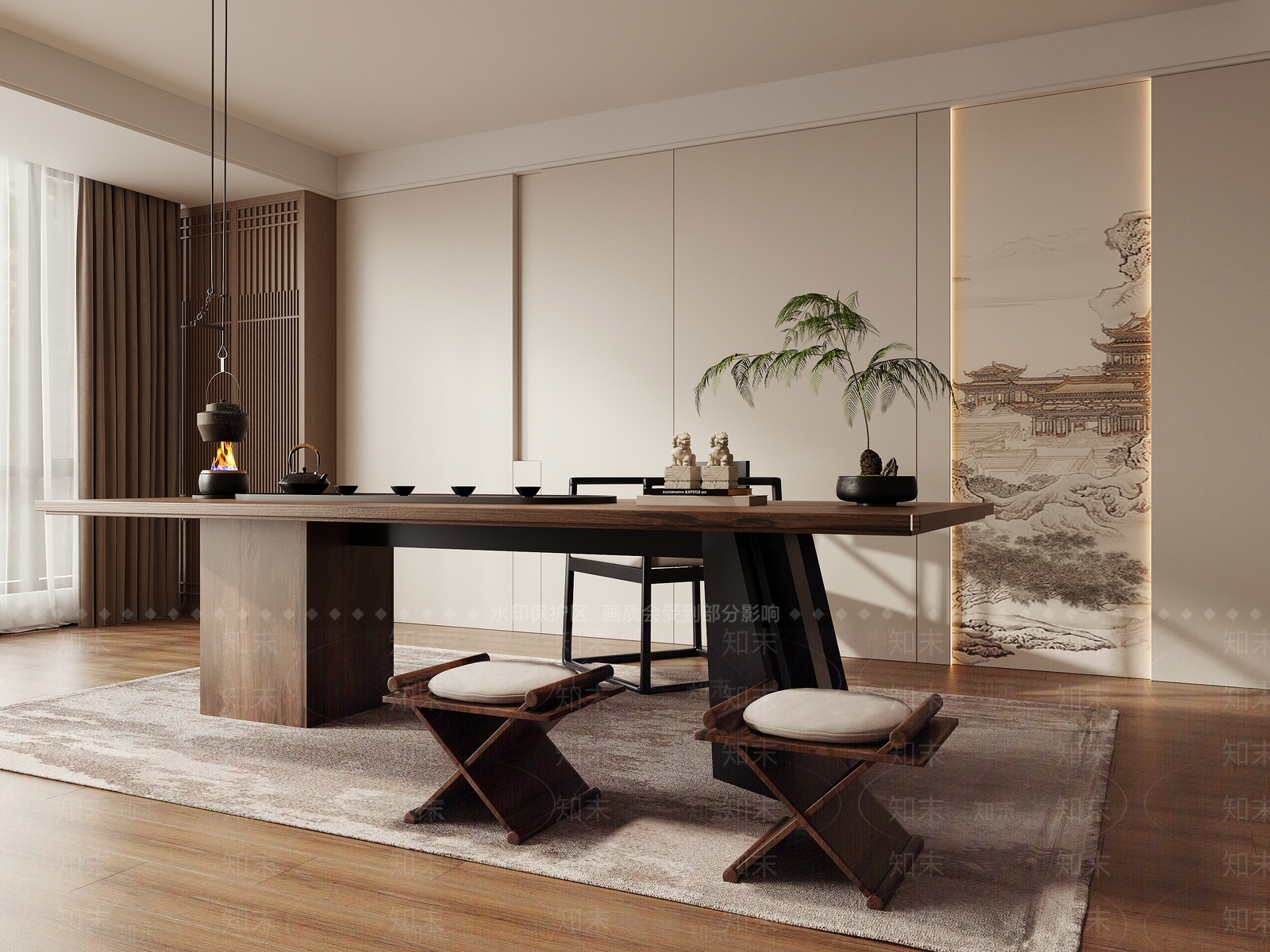 新中式中式茶室SU模型下载【ID:1188968960】