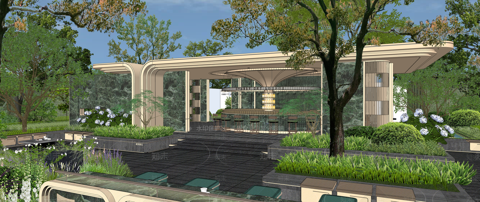 现代简约办公景观SU模型下载【ID:1189097980】