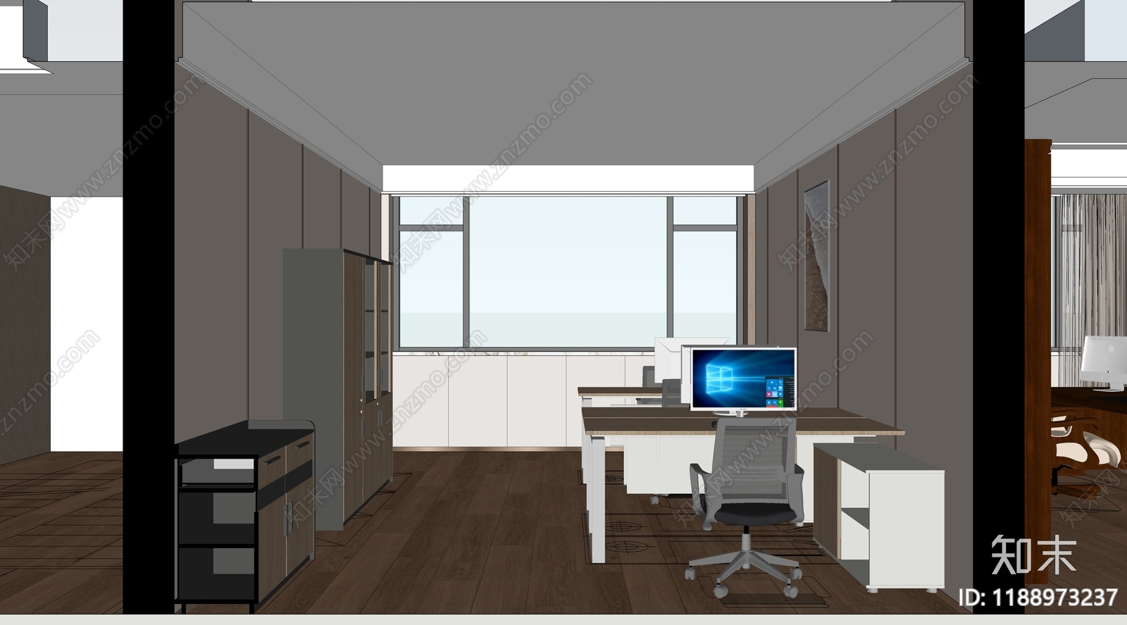 新中式独立办公室cad施工图下载【ID:1188973237】
