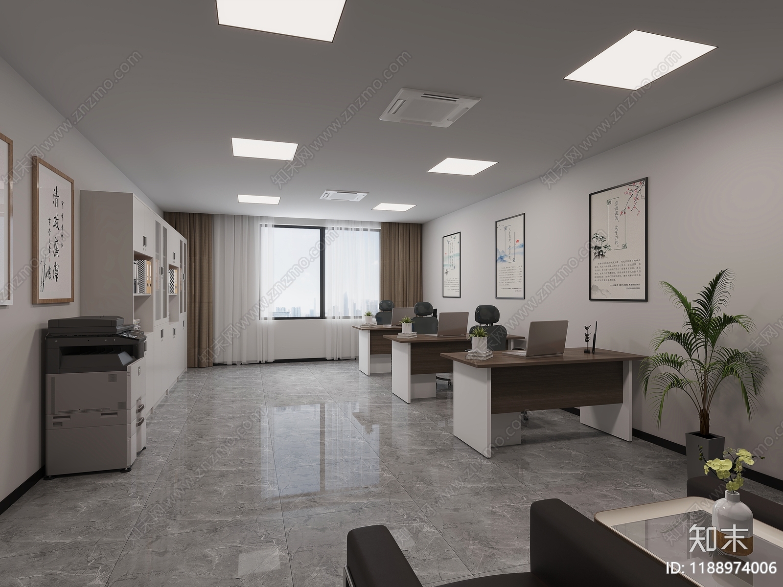 现代独立办公室cad施工图下载【ID:1188974006】