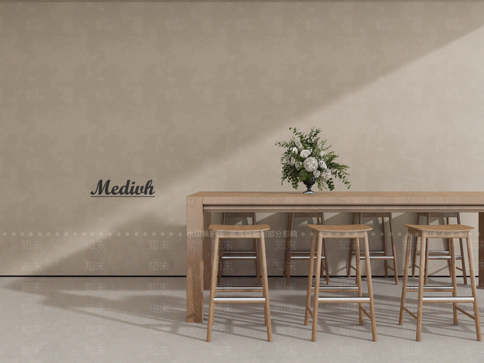 现代原木餐桌SU模型下载【ID:1188974407】