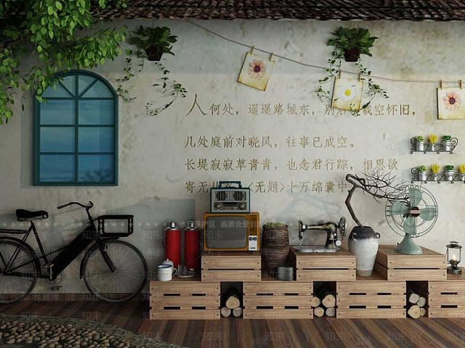 现代80年代怀旧自行车暖水瓶3D模型下载【ID:1188975482】