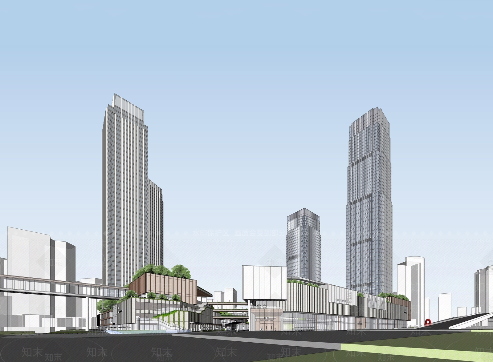 现代商场建筑SU模型下载【ID:1188980544】