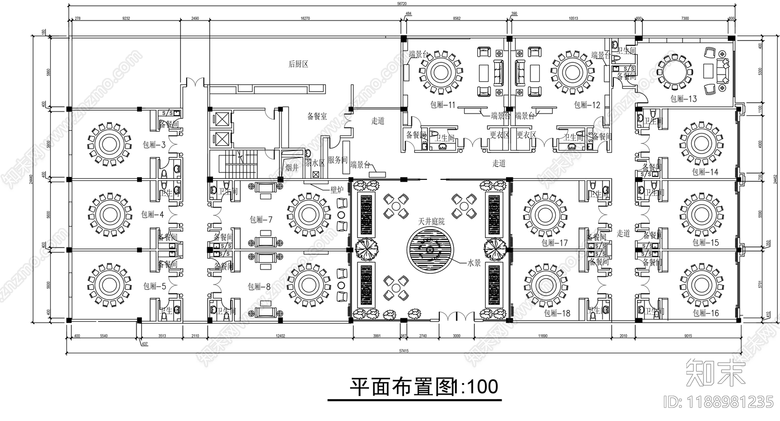 中式中餐厅施工图下载【ID:1188981235】