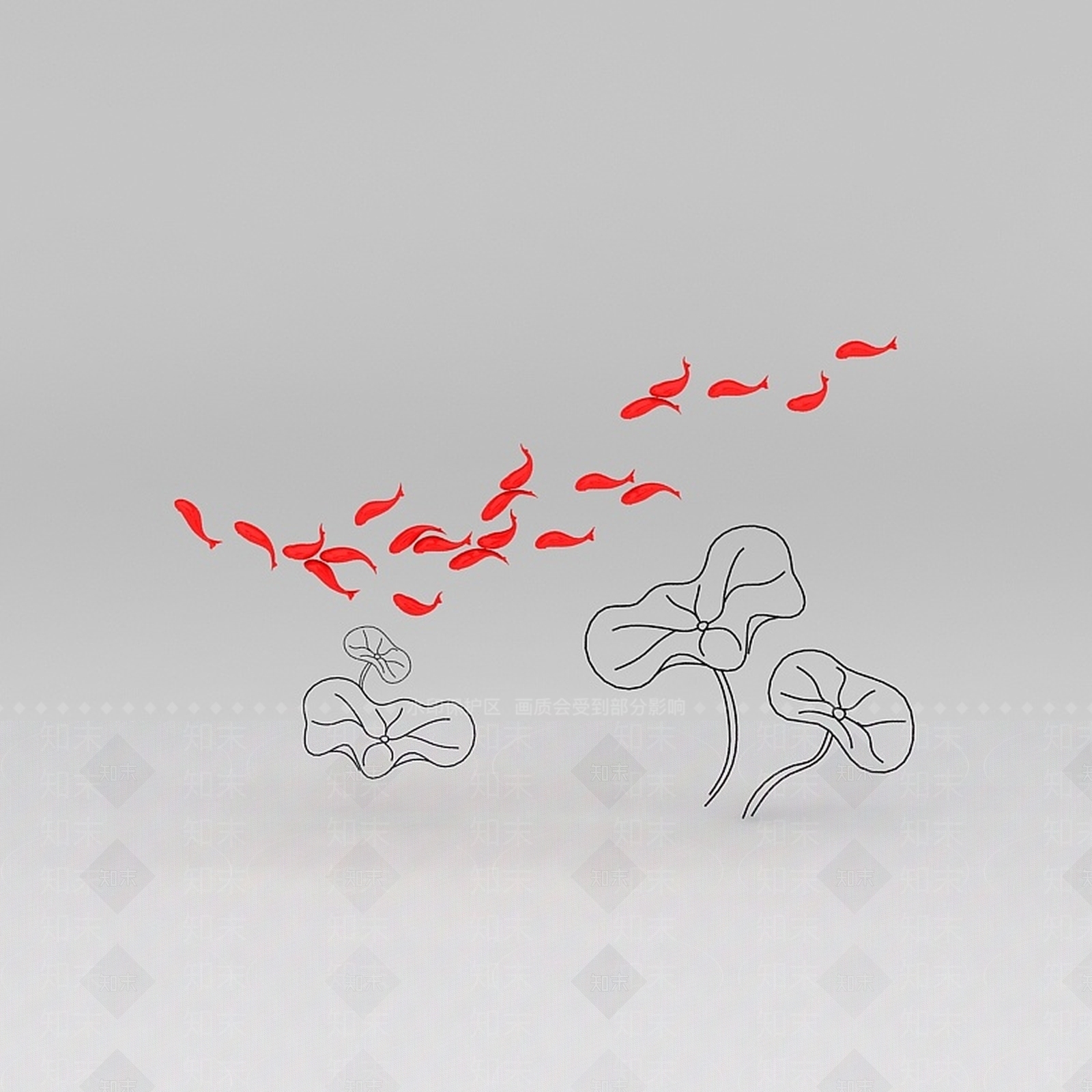 现代鱼墙饰品3D模型下载【ID:1188982020】