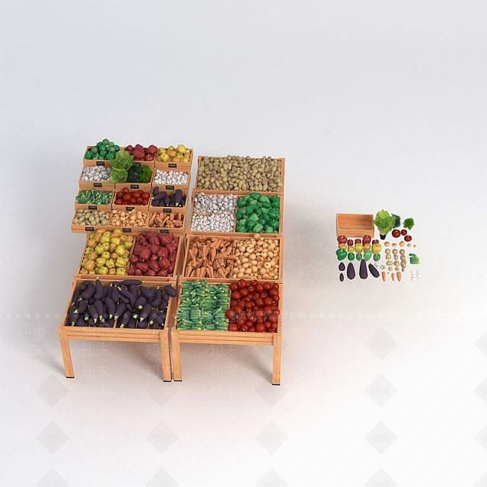 现代蔬菜水果货架3D模型下载【ID:1188984286】