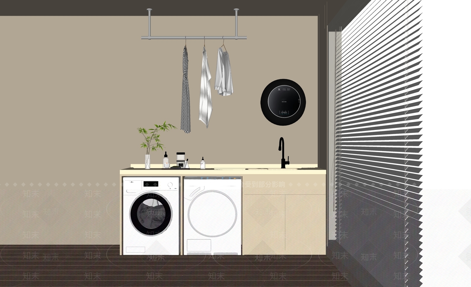 现代洗衣机柜SU模型下载【ID:1188984599】