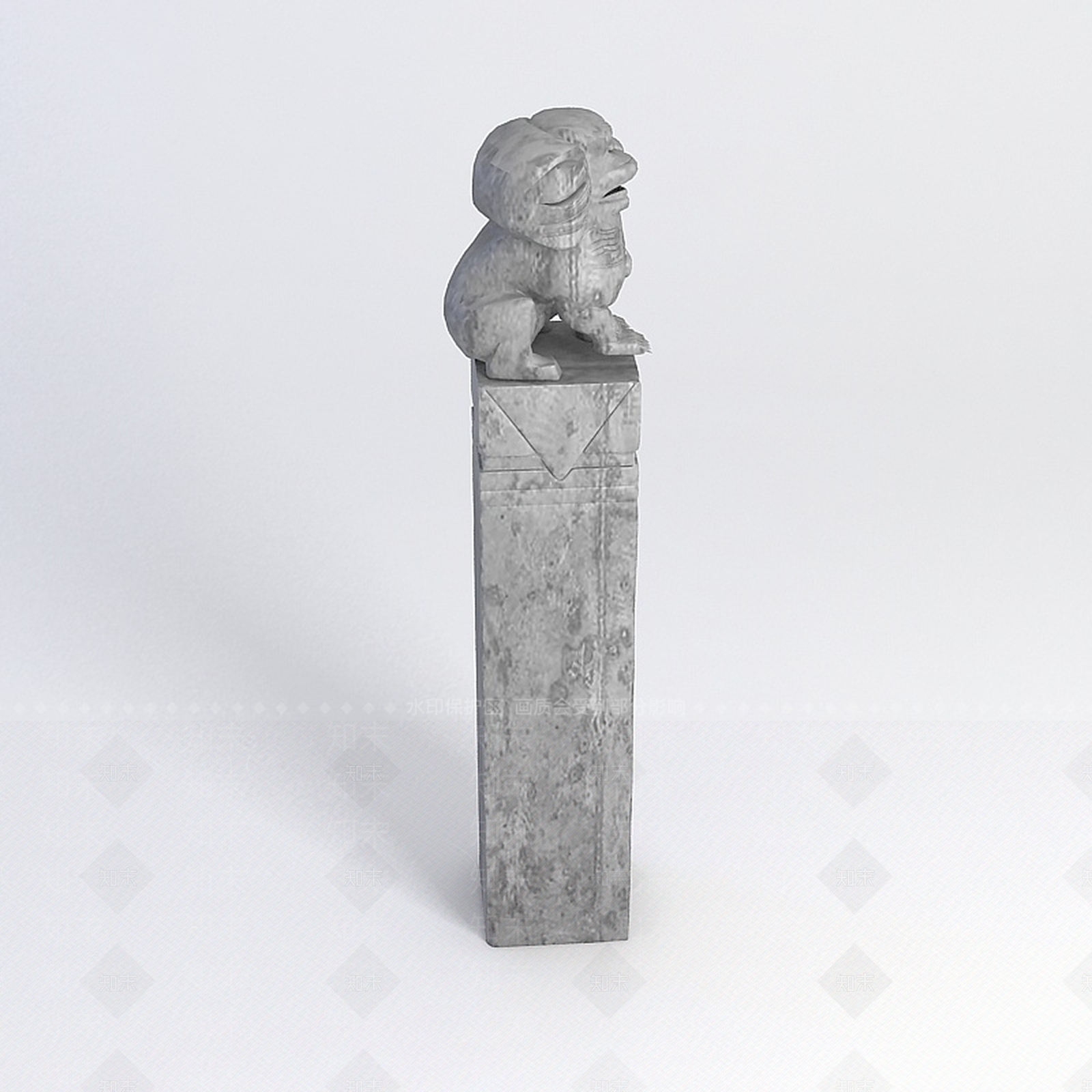 现代石狮柱子3D模型下载【ID:1188987865】