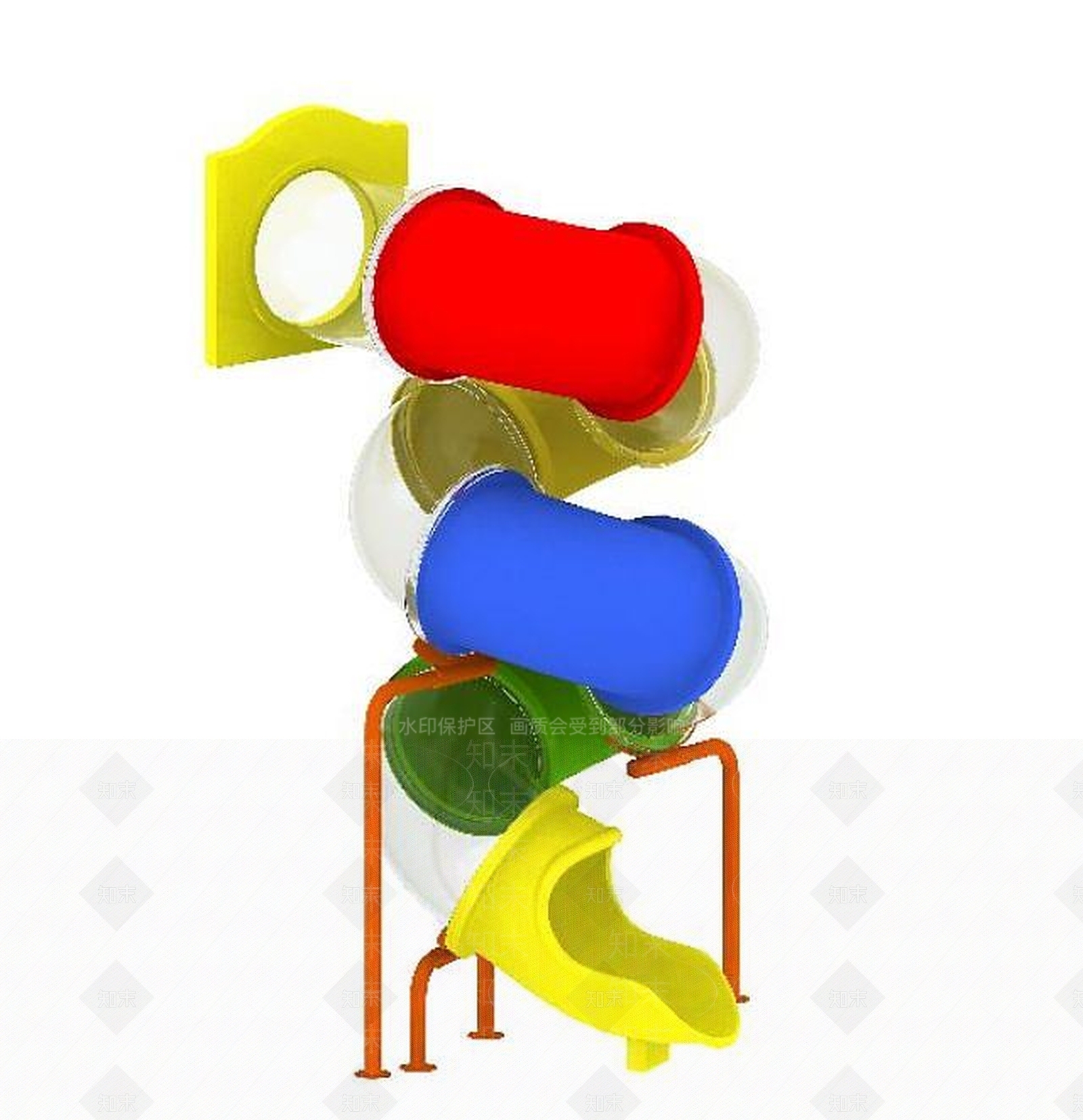 现代儿童滑梯游乐设备3D模型下载【ID:1188988579】