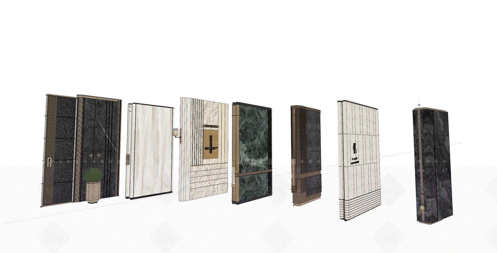 轻奢现代景观柱SU模型下载【ID:1188991448】