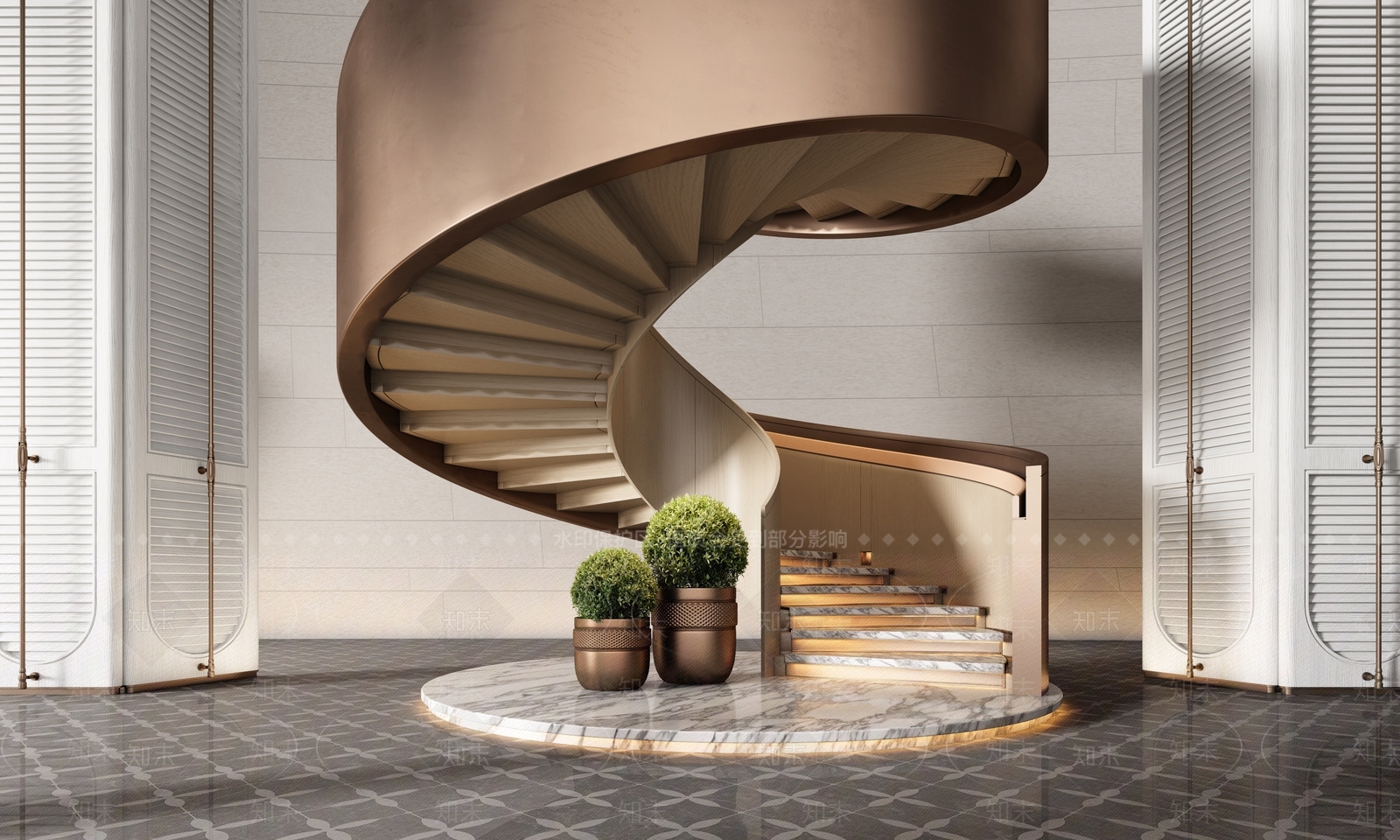 现代意式旋转楼梯SU模型下载【ID:1188996328】