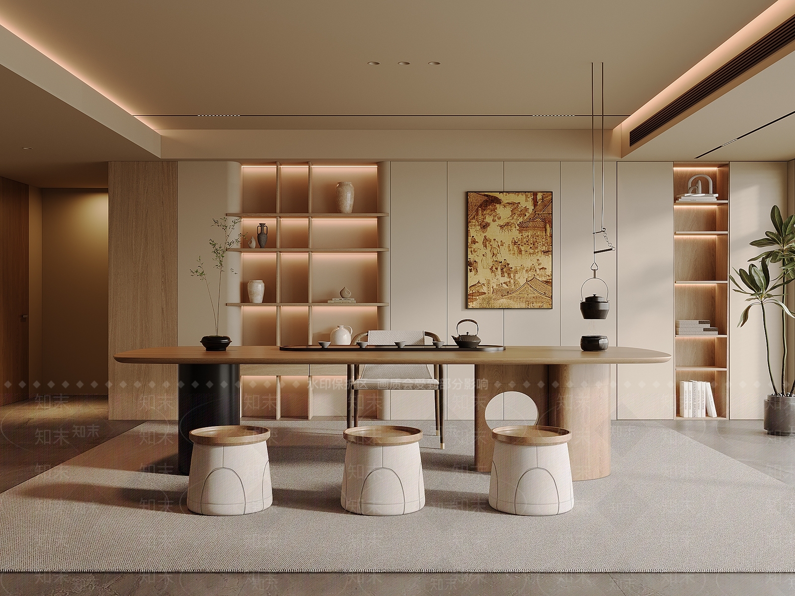 新中式茶室3D模型下载【ID:1188999413】
