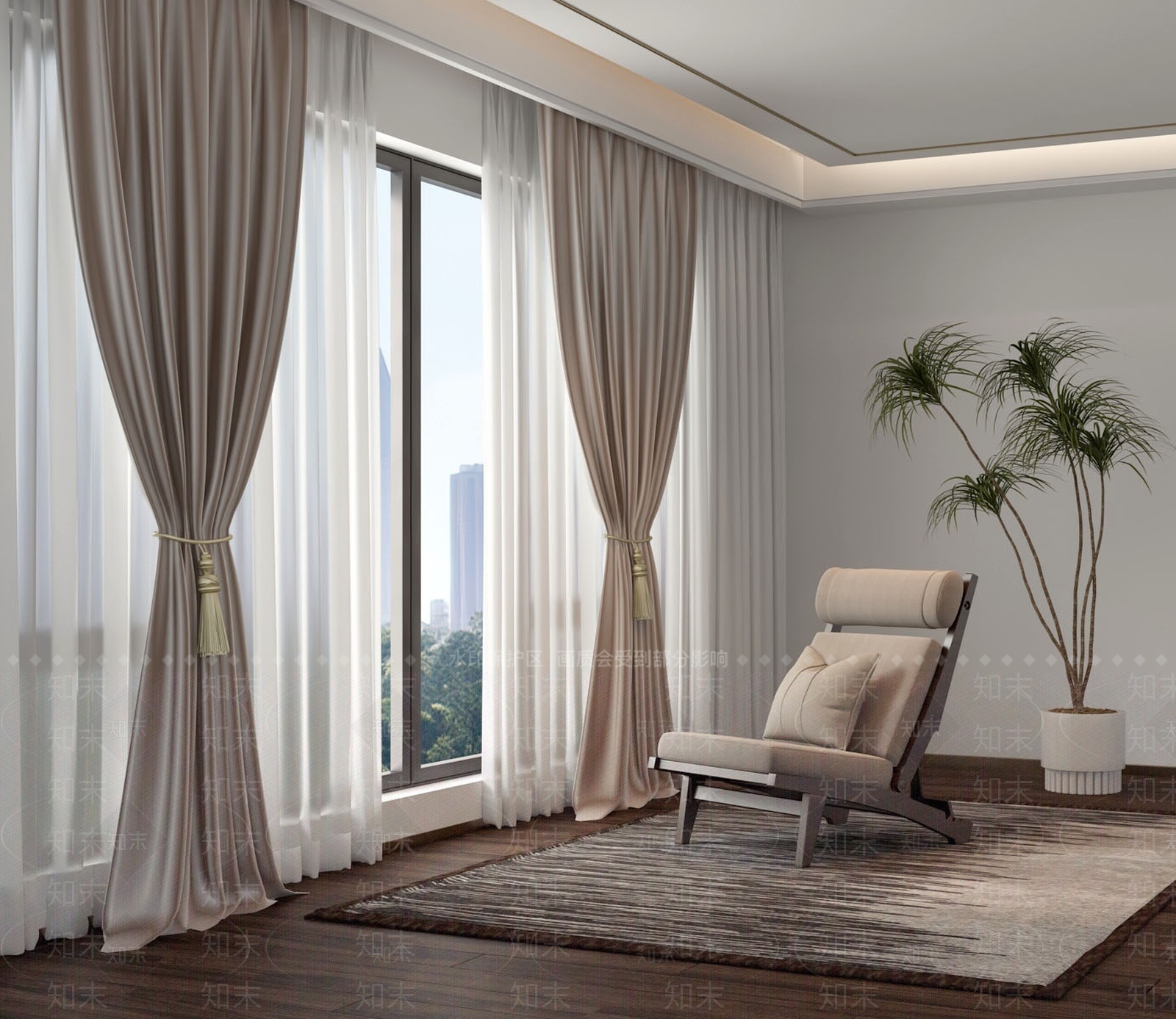 法式美式通用窗帘3D模型下载【ID:1189003300】