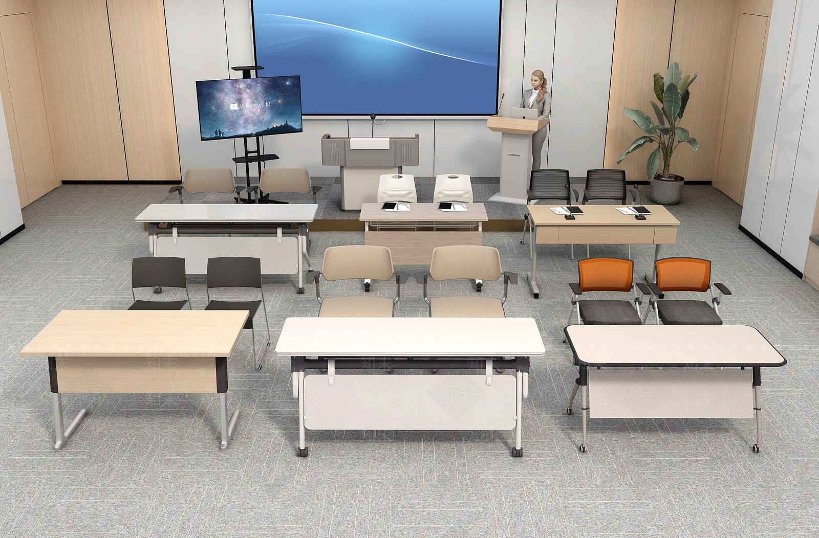 现代办公桌椅3D模型下载【ID:1189003683】