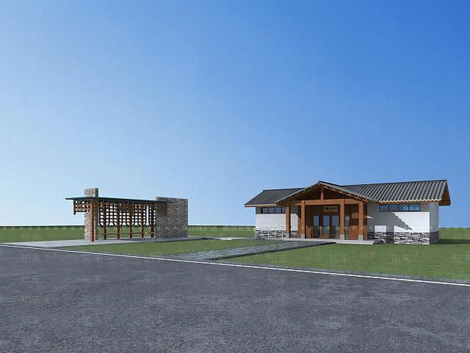 现代公共厕所和亭子3D模型下载【ID:1189003754】