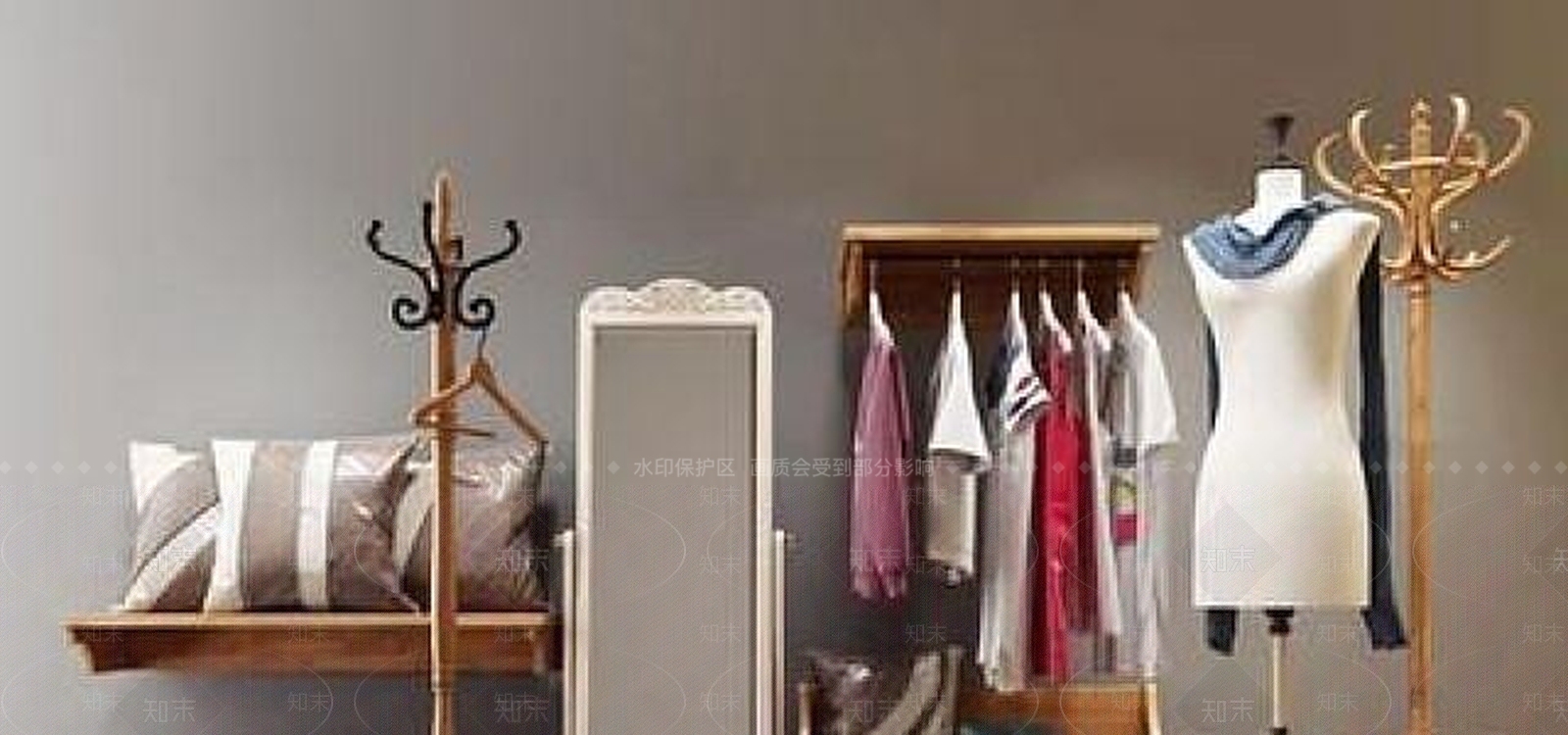 现代私人订制服装店衣服架3D模型下载【ID:1189003928】