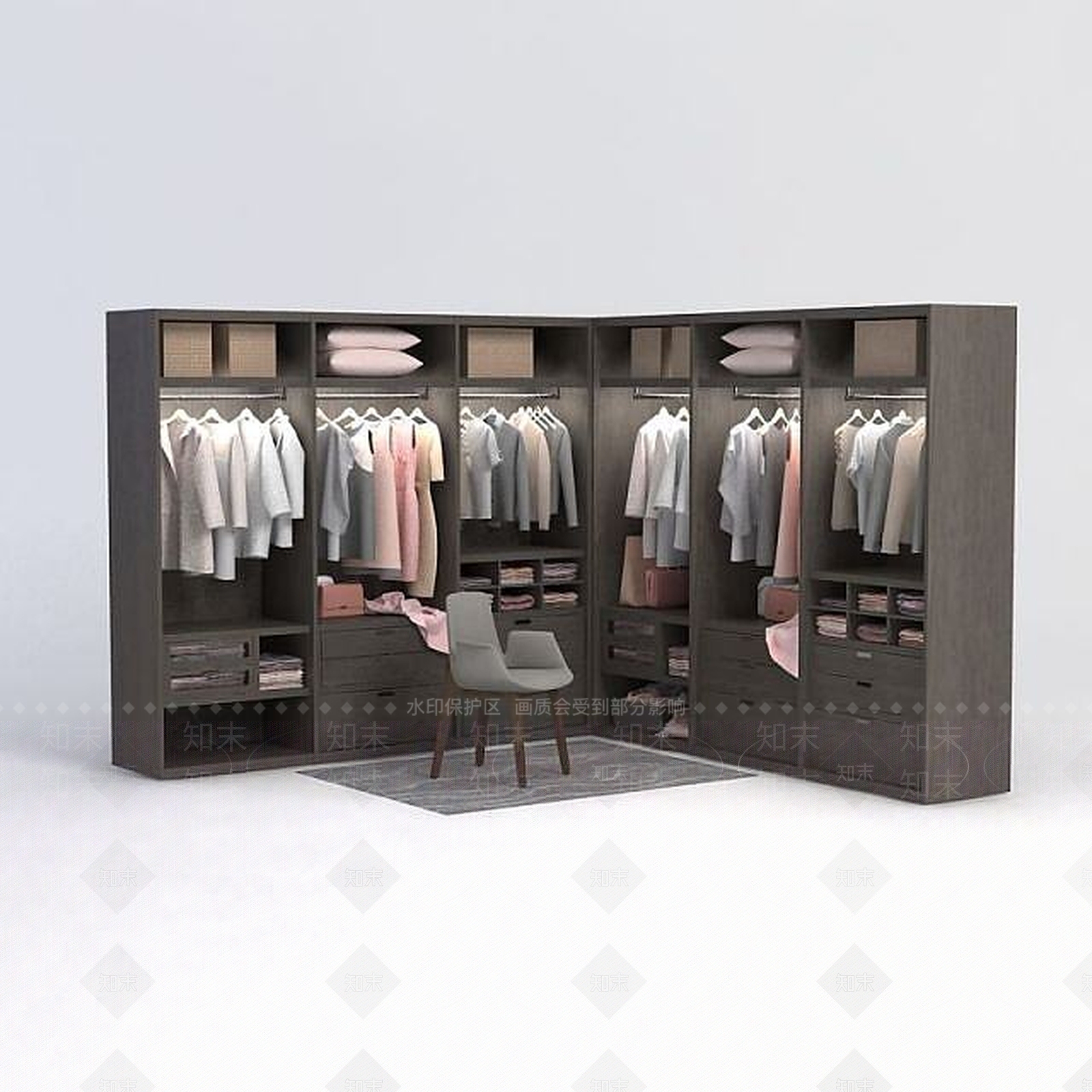 现代衣帽间衣服3D模型下载【ID:1189003919】