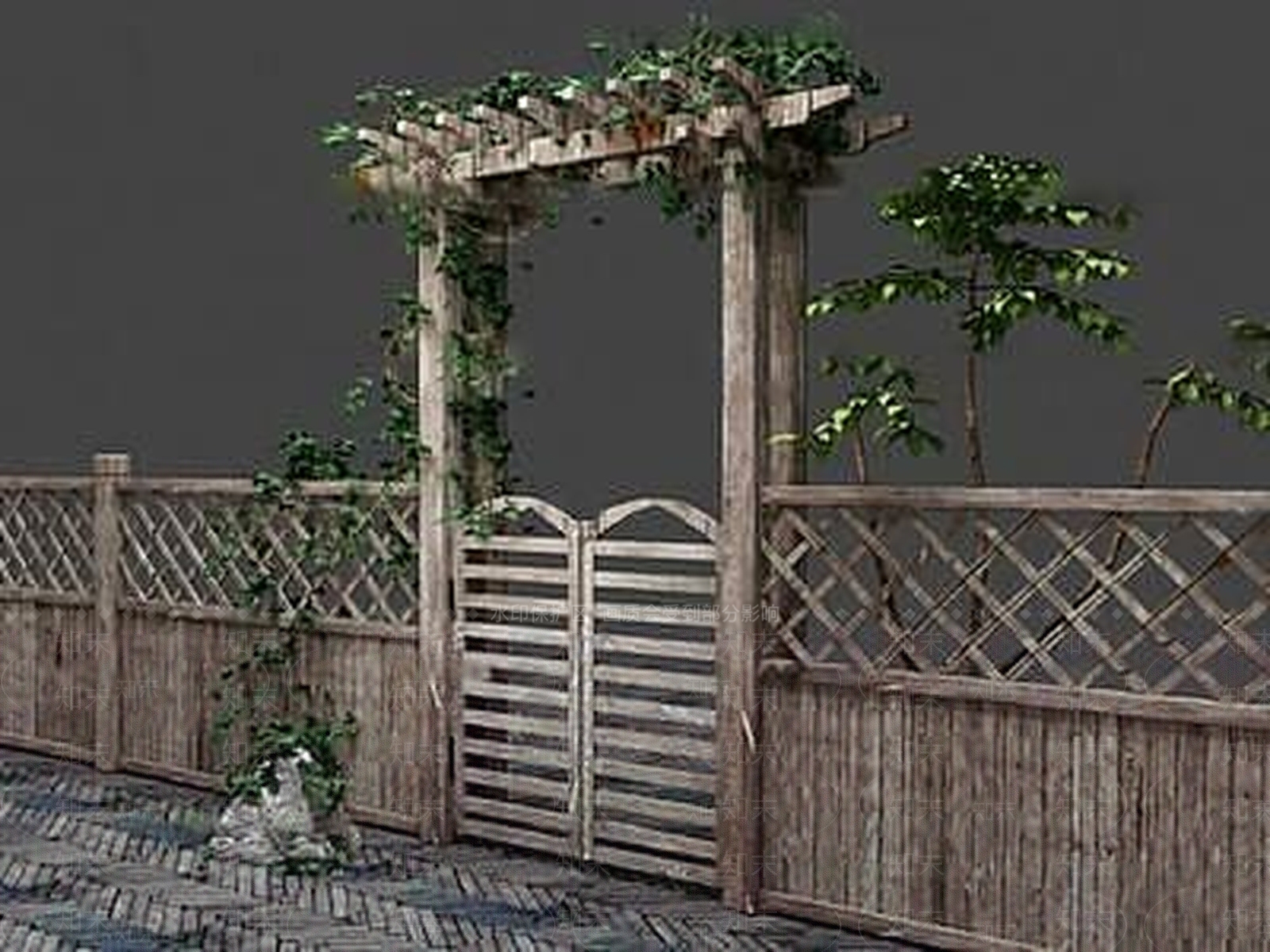 现代实木篱笆3D模型下载【ID:1189004182】