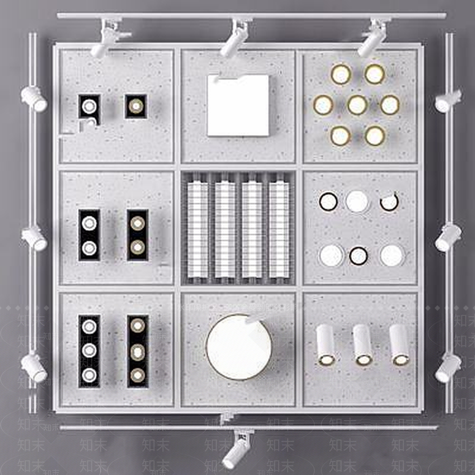 现代筒灯轨道射灯3D模型下载【ID:1189004520】