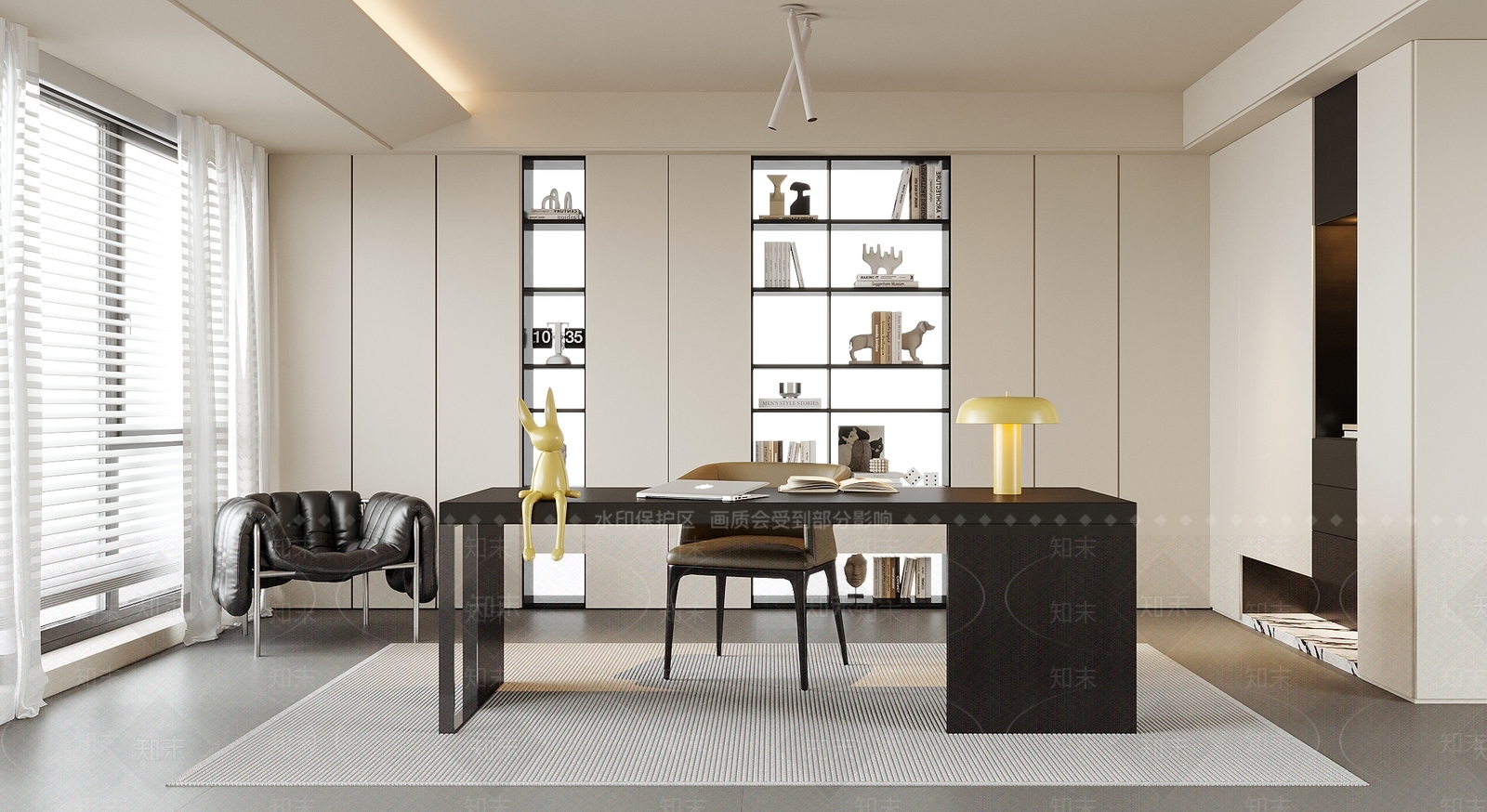 现代书房3D模型下载【ID:1189004618】