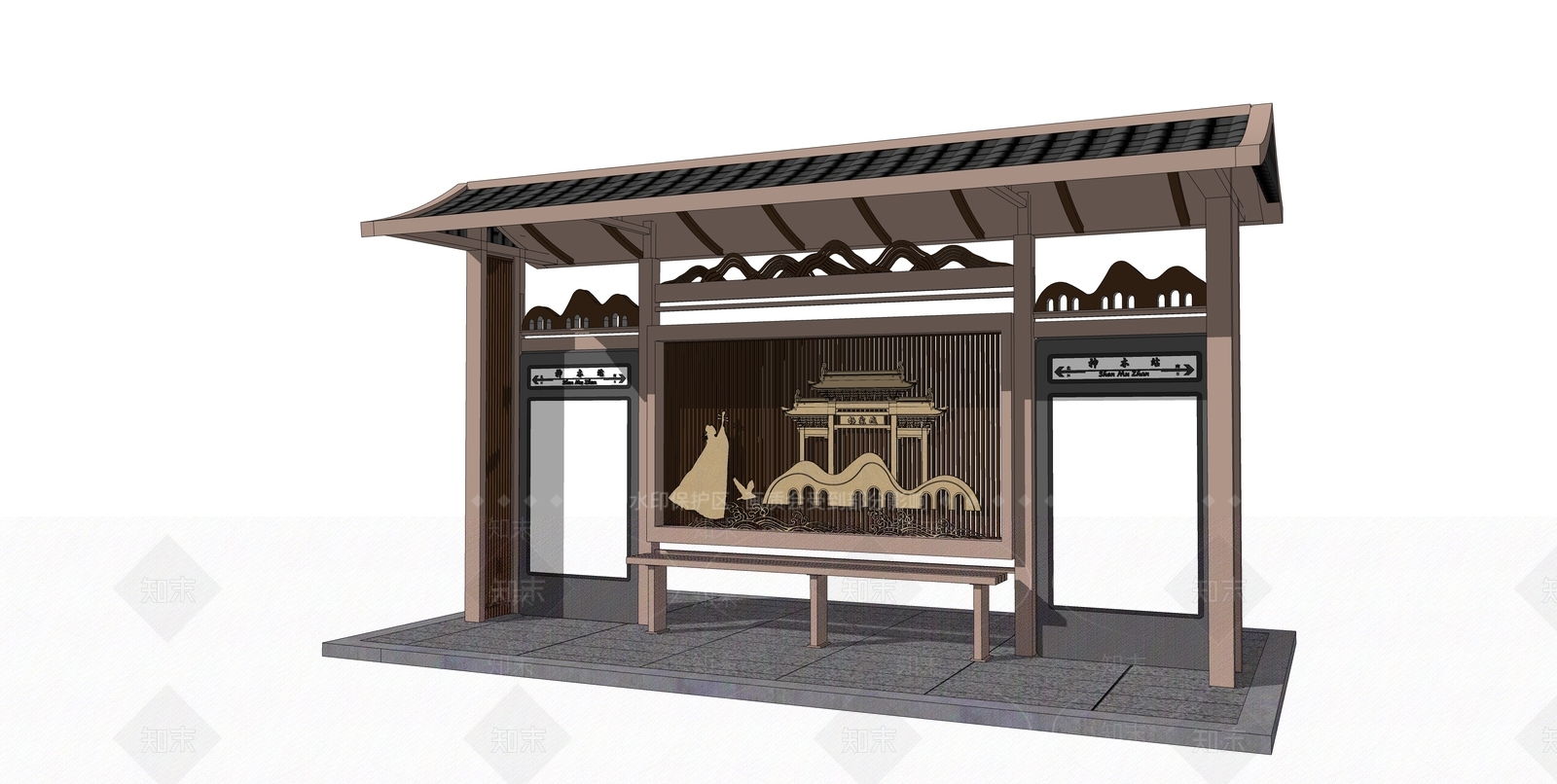 现代公交站台SU模型下载【ID:1189008595】