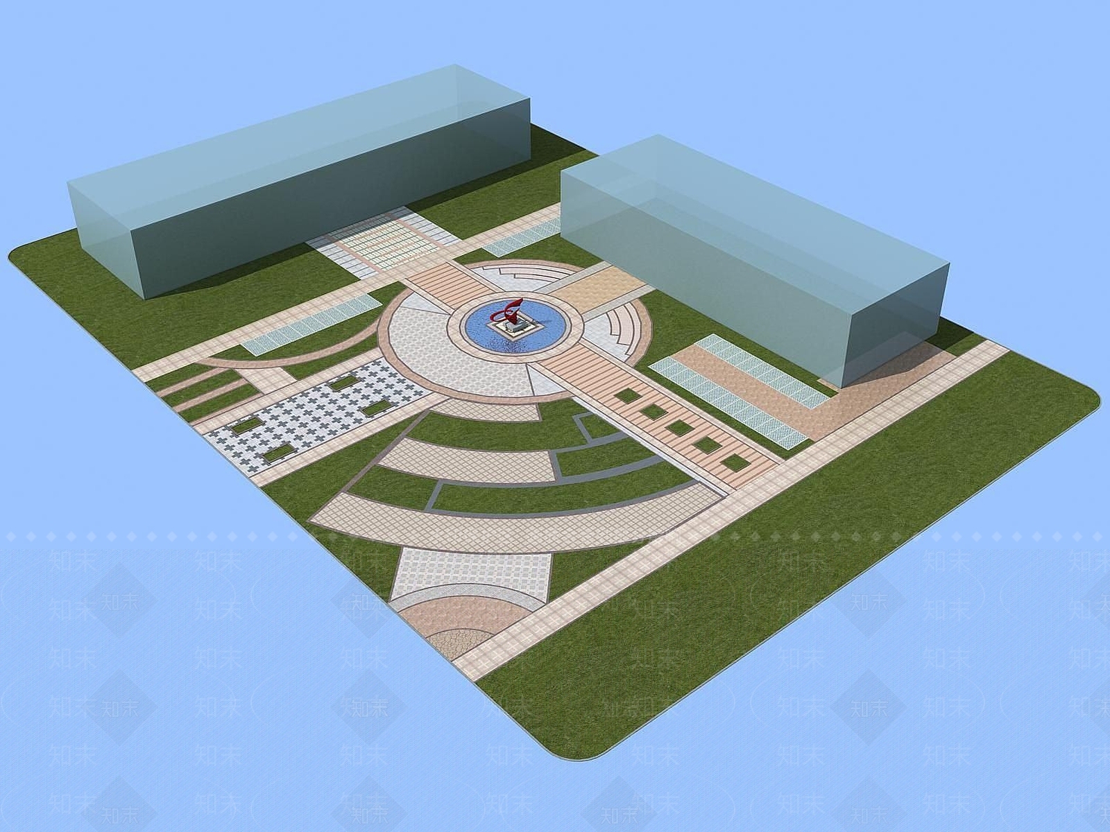 现代中心轴景观广场3D模型下载【ID:1189009316】