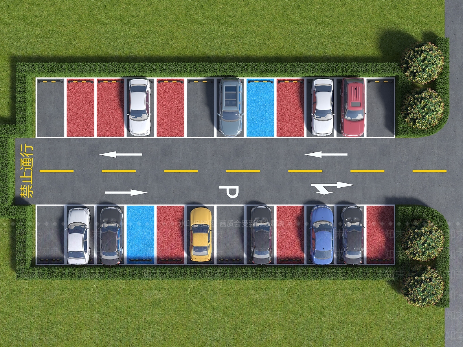 现代户外停车场3D模型下载【ID:1189009662】