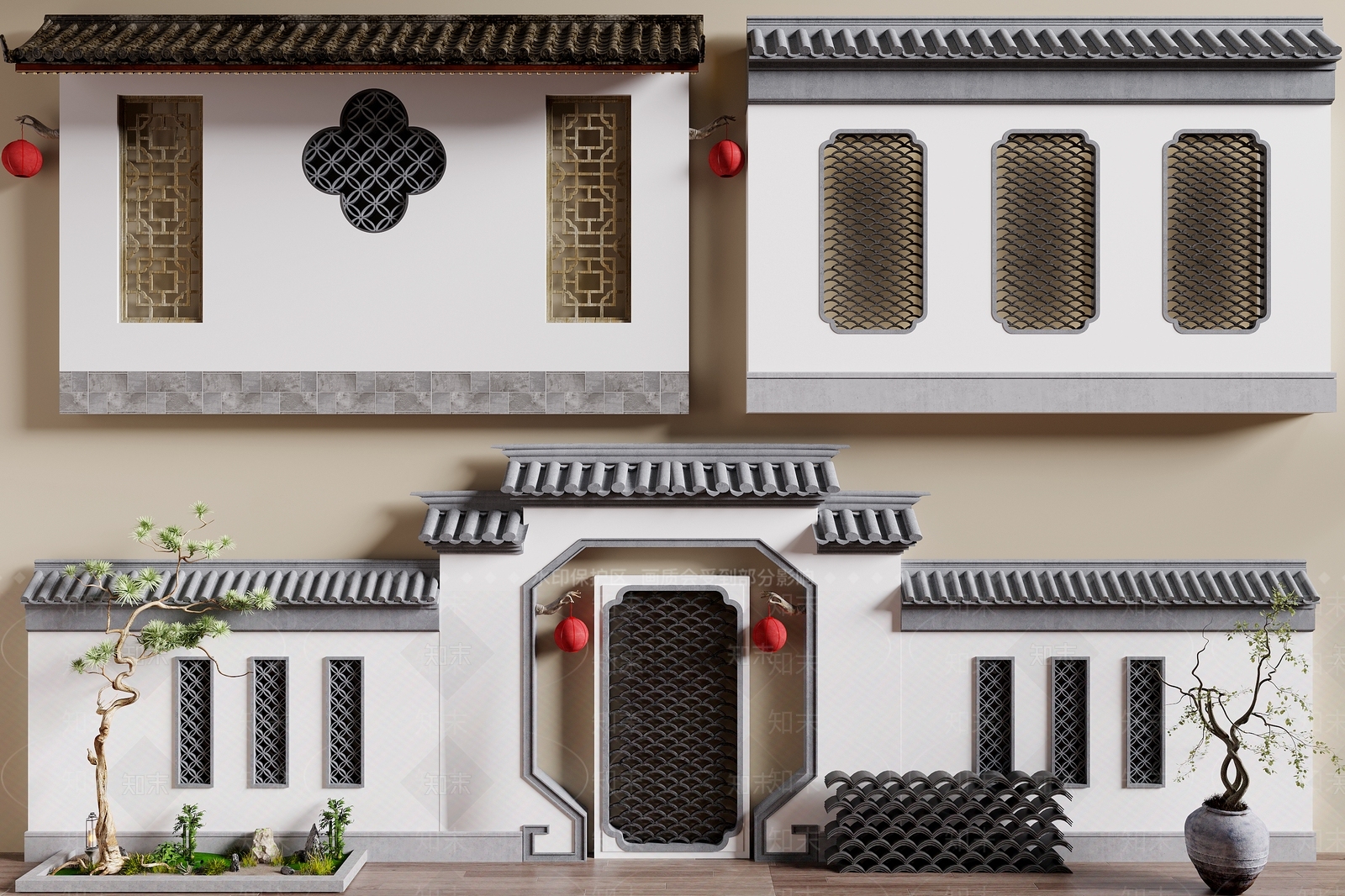 中式景墙3D模型下载【ID:1189009985】