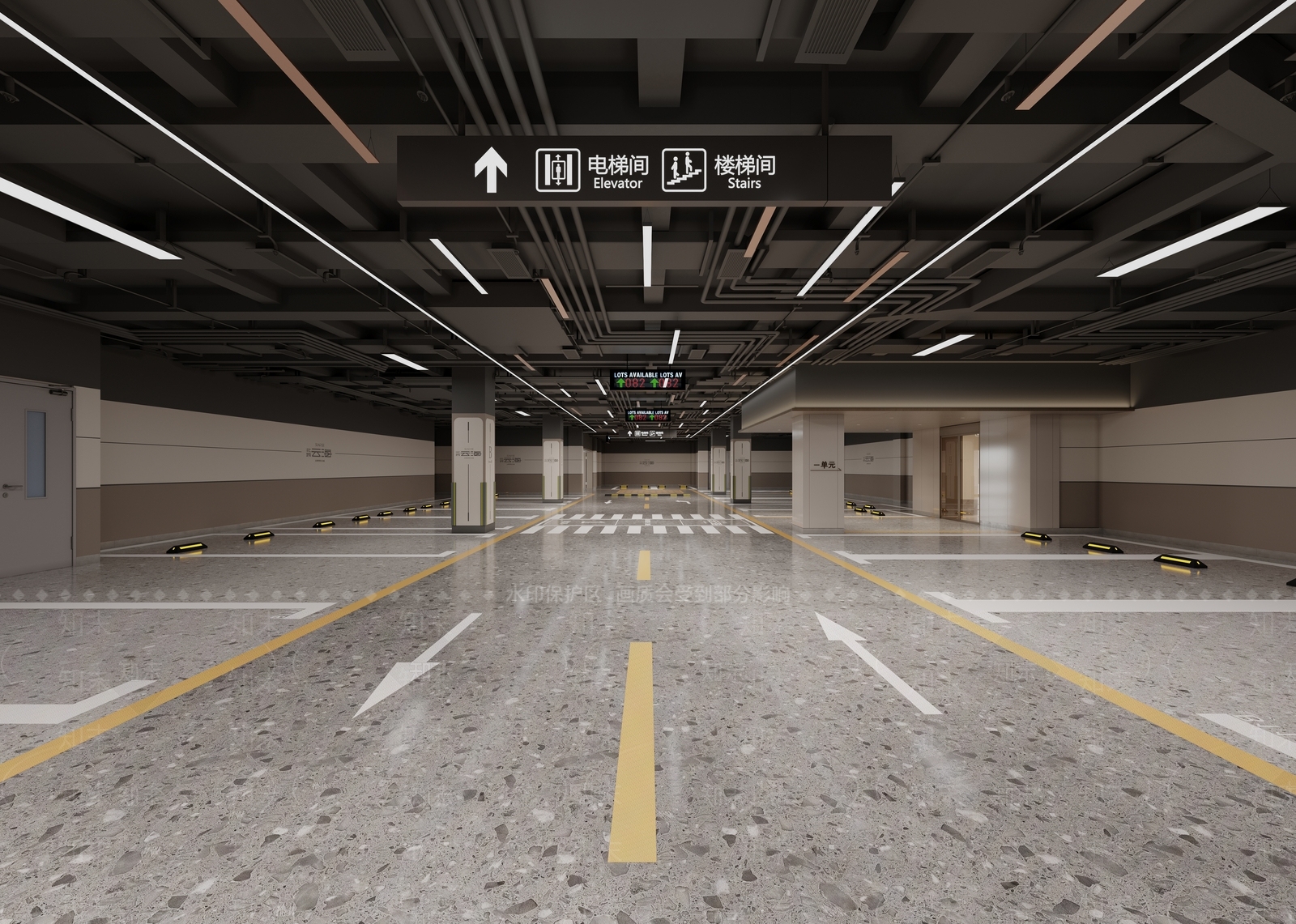 现代室内停车场3D模型下载【ID:1189012892】