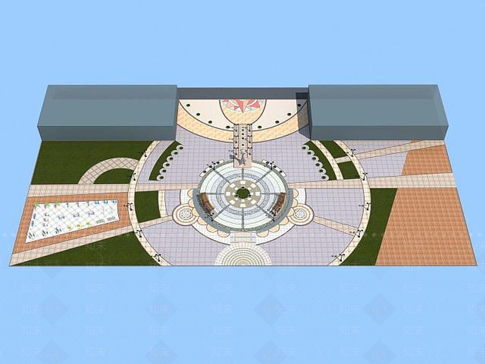 现代中轴广场3D模型下载【ID:1189010233】