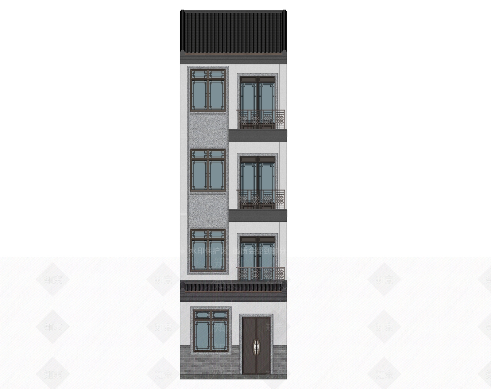 新中式乡村民房SU模型下载【ID:1189011758】