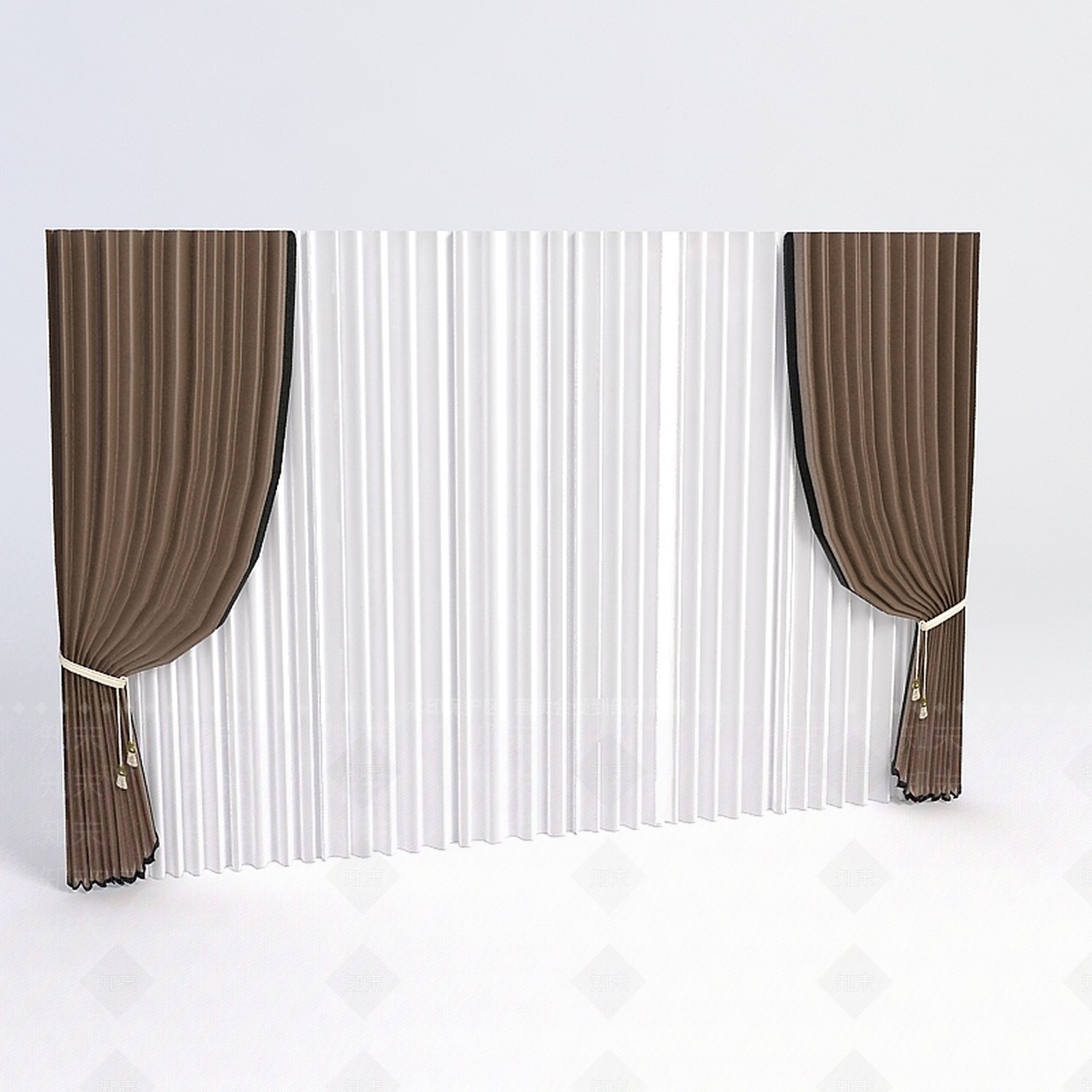 欧式古典欧式简约窗帘3D模型下载【ID:1189012371】