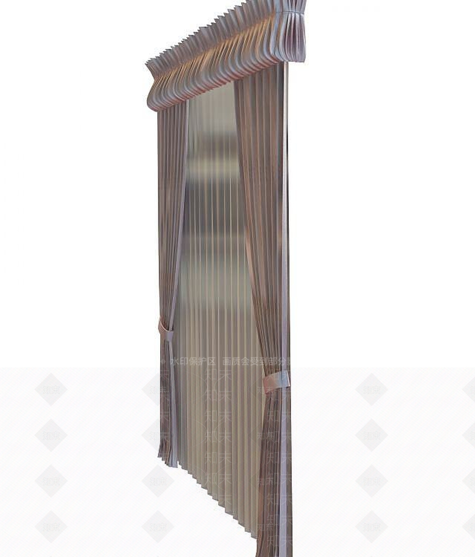 欧式古典欧式风格布艺窗帘3D模型下载【ID:1189013426】
