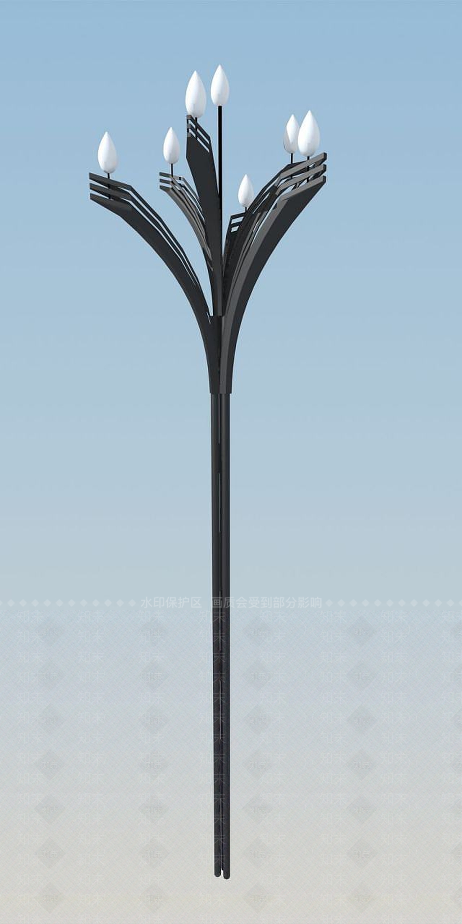 现代莲花型路灯3D模型下载【ID:1189014378】