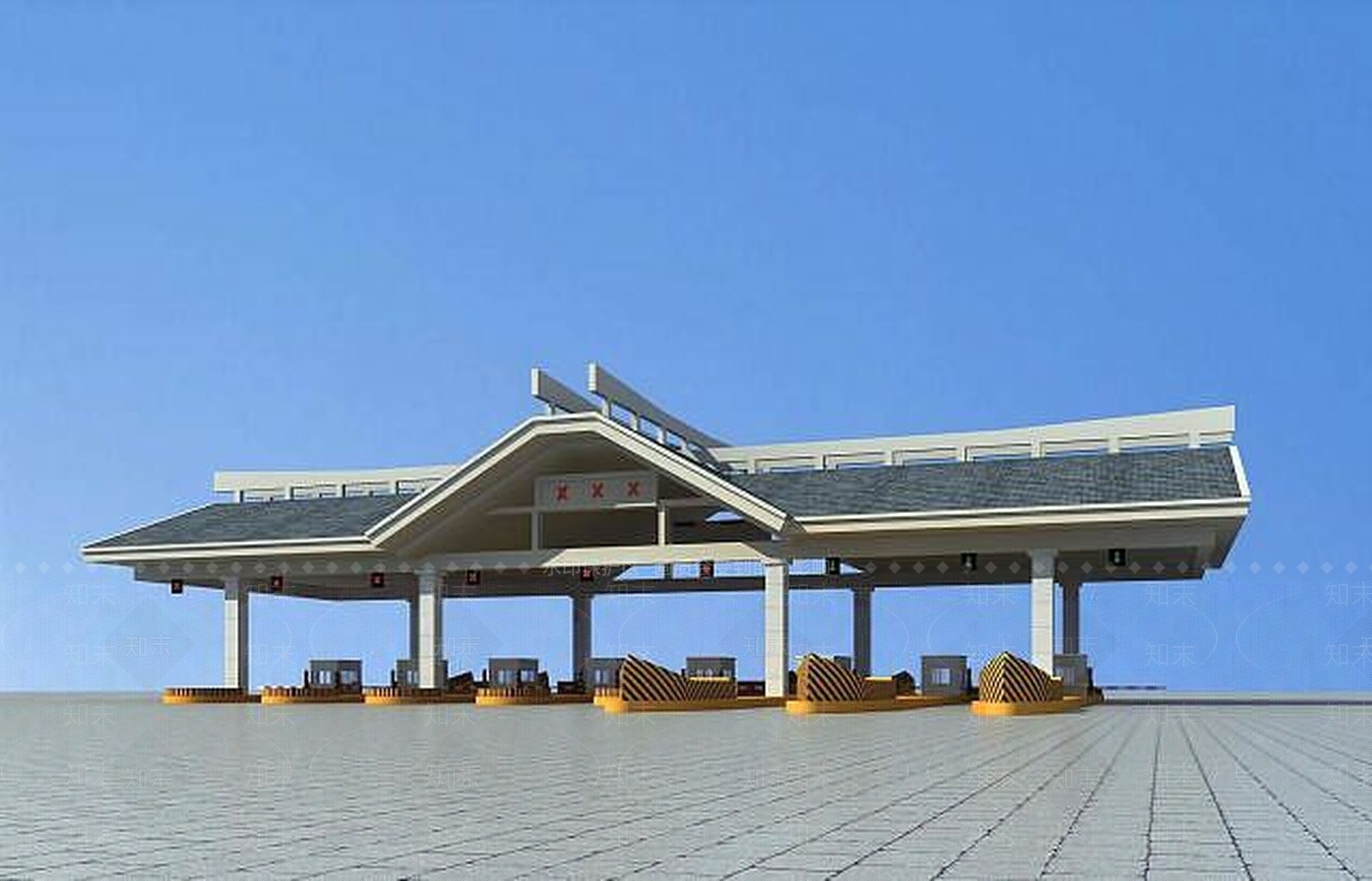 现代收费站雨棚3D模型下载【ID:1189014688】