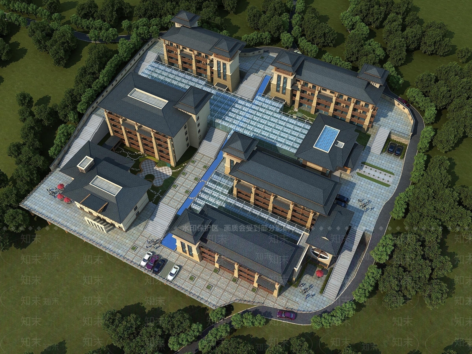 现代鸟瞰规划3D模型下载【ID:1189015630】