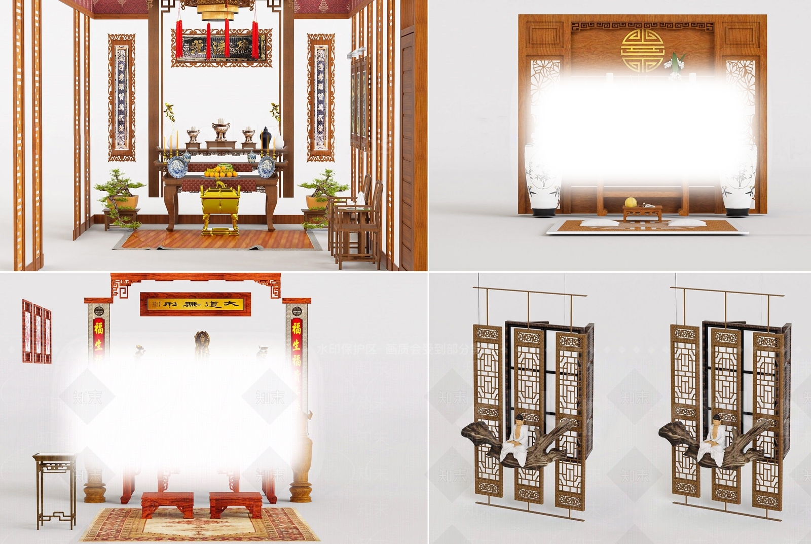 新中式中式佛堂SU模型下载【ID:1189017971】