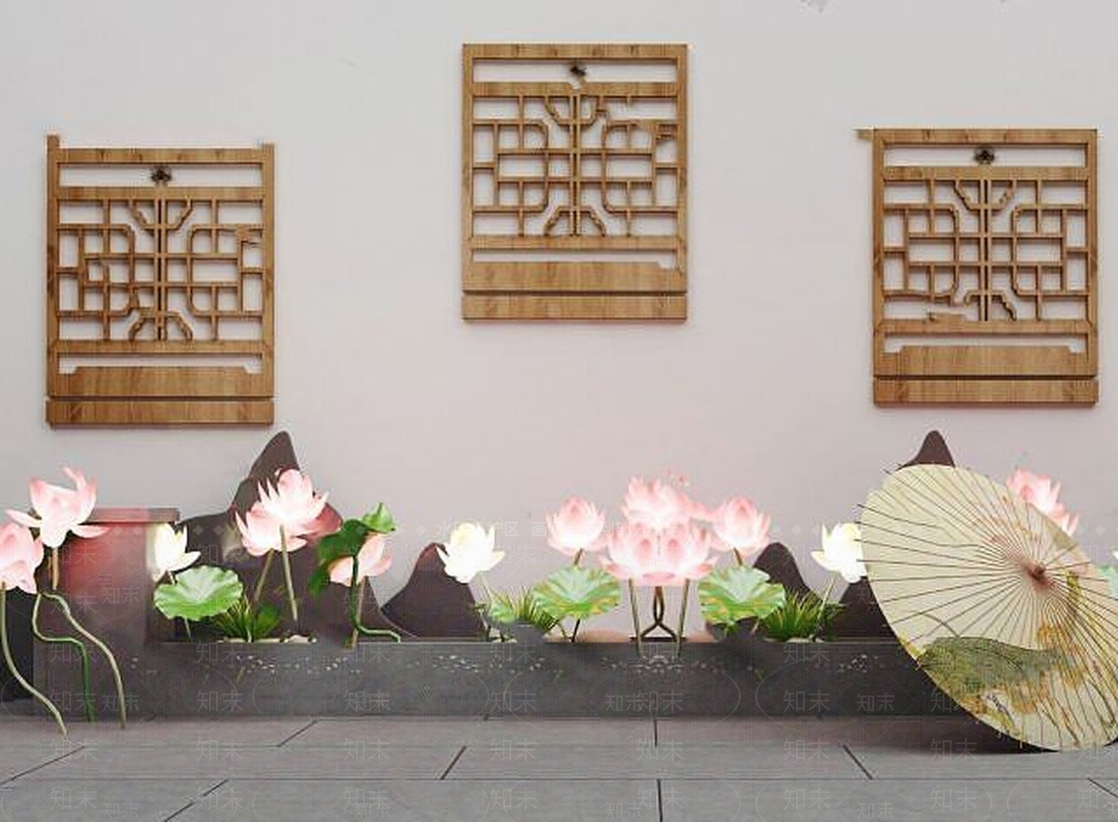 现代荷叶荷花3D模型下载【ID:1189018014】