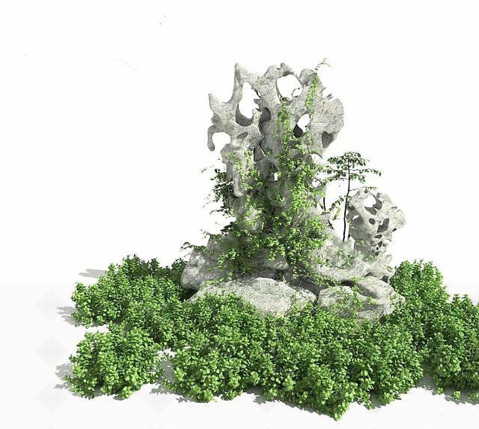 现代假山植物3D模型下载【ID:1189018251】