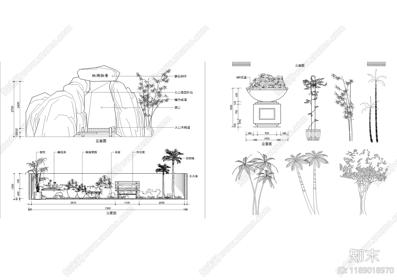 现代综合植物图库cad施工图下载【ID:1189018970】