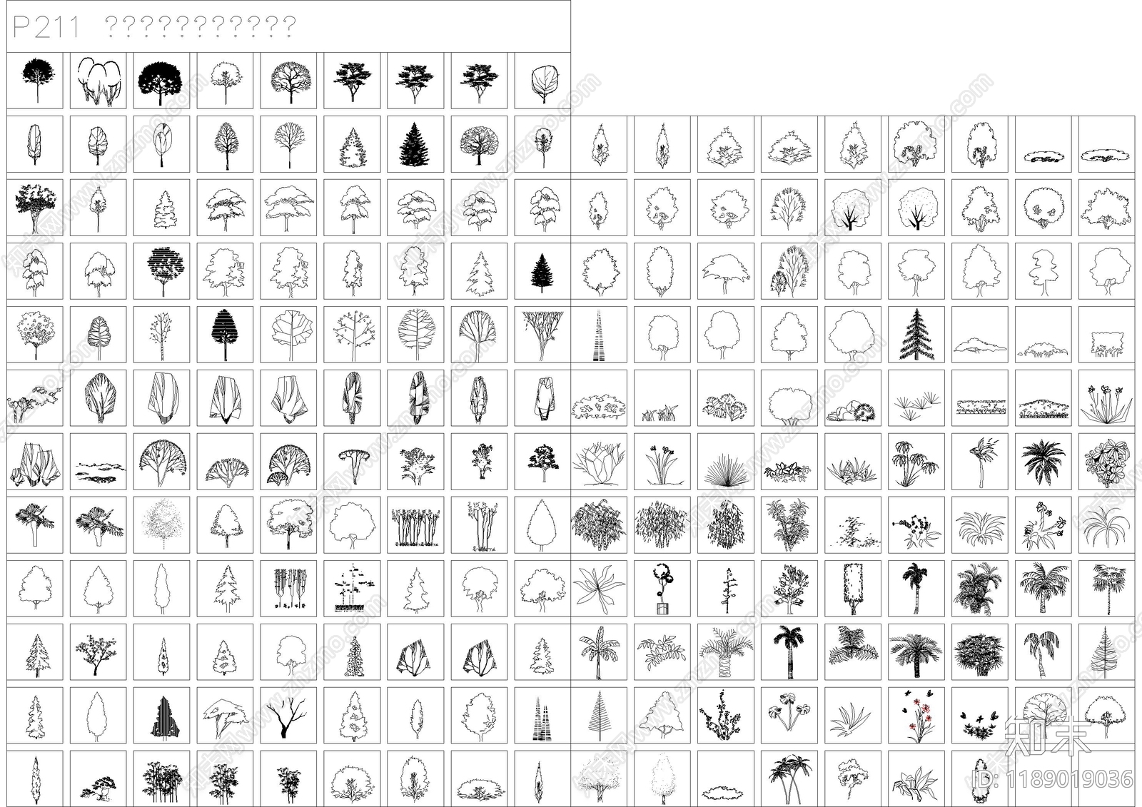 现代综合植物图库施工图下载【ID:1189019036】