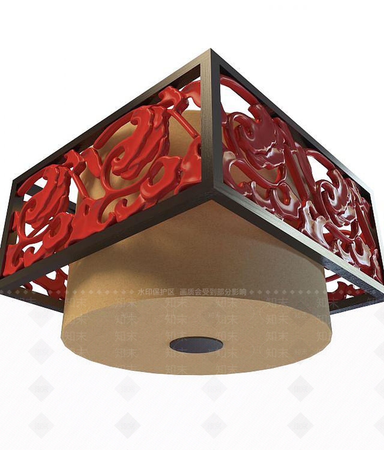 中式餐厅吸顶灯3D模型下载【ID:1189019195】