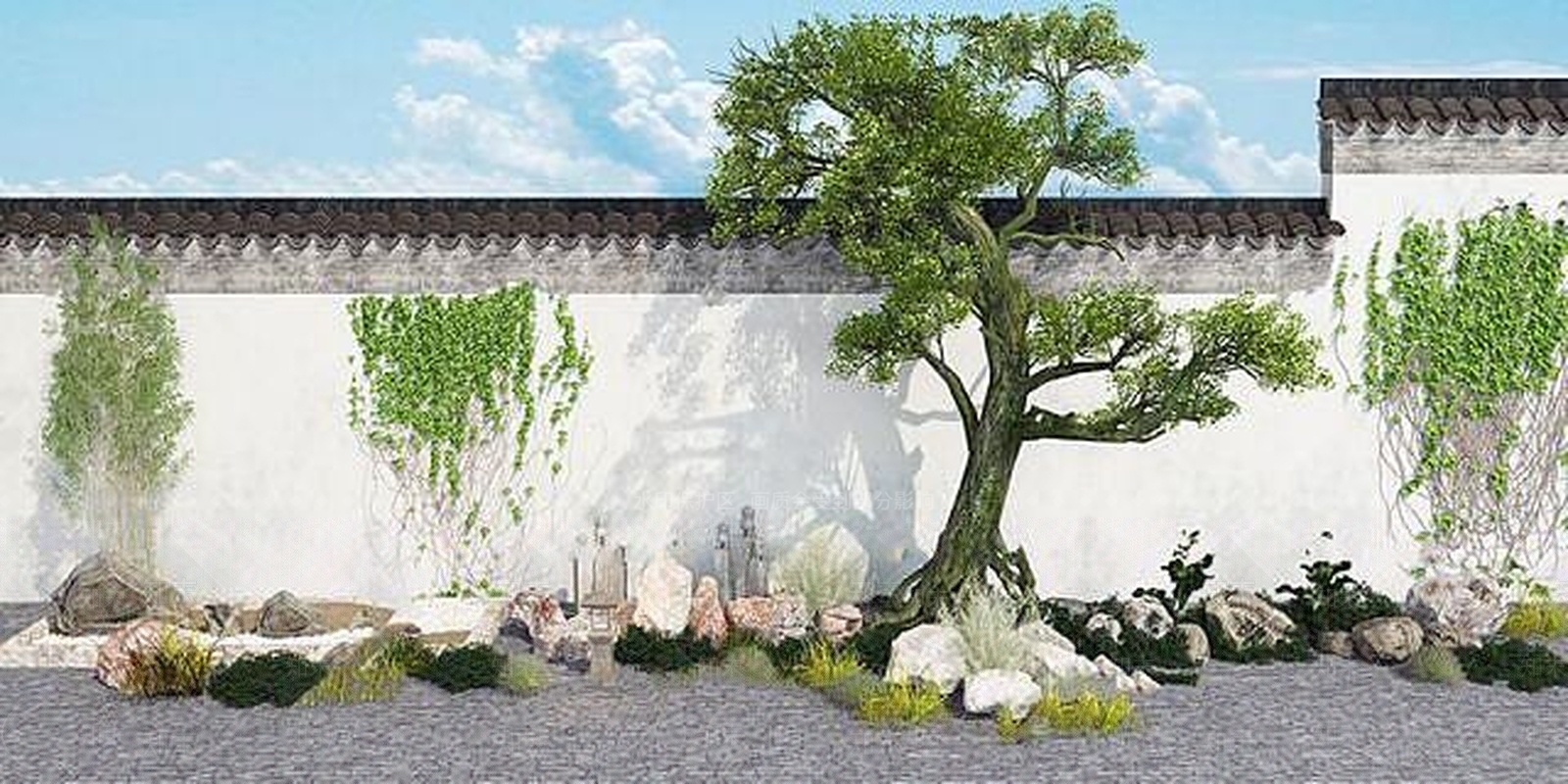 现代假山植物3D模型下载【ID:1189019499】